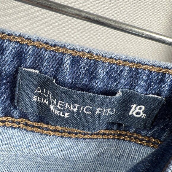 J Jill Women's Jeans 18r Blue Denim Authentic Fit Slim Ankle Zip Button Stretch - Picture 2 of 7